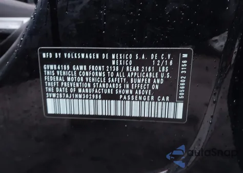 2017 Volkswagen Jetta 1.4T S from USA, damaged, VIN 3VW2B7AJ1HM302986